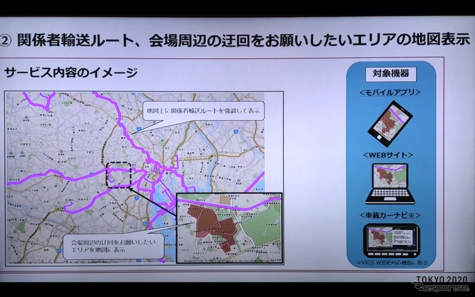 東京2020オリパラ関係者輸送ルートの混雑緩和にむけたナビアプリ・地図サイトなどのサービス説明会《動画キャプチャ：Tokyo 2020ライブ配信より》