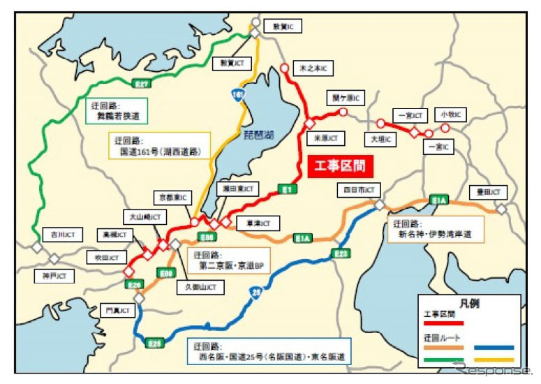 工事区間《図版提供 中日本高速道路》