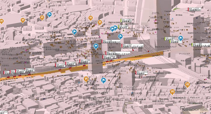 FLOWMAP4D上でバスが走る様子《写真提供 インセクト・マイクロエージェンシー》