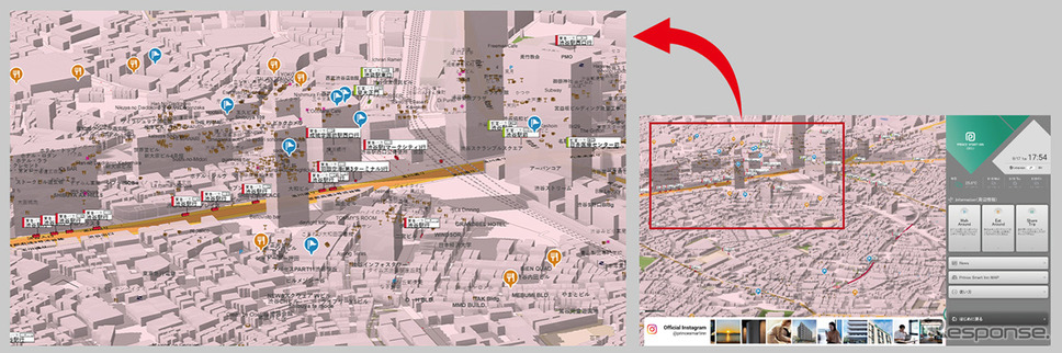 FLOWMAP4D上でバスが走る様子《写真提供 インセクト・マイクロエージェンシー》