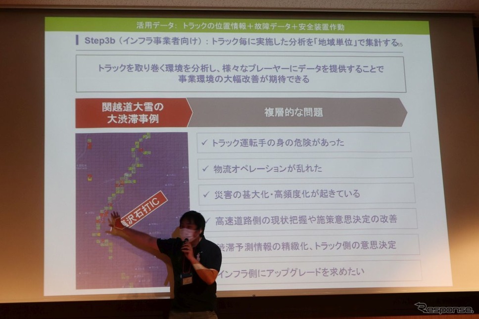 大雪立ち往生ではログデータにより渋滞発生前後から立ち往生に至る様子がつぶさに現れた《写真撮影 中尾真二》