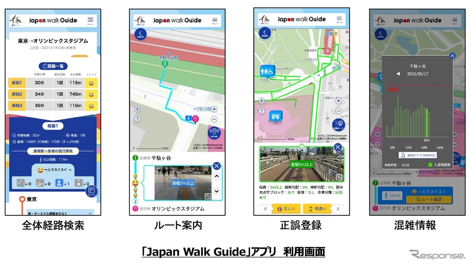 バリアフリー支援アプリ「ジャパン・ウォーク・ガイド」《画像提供 国交省》