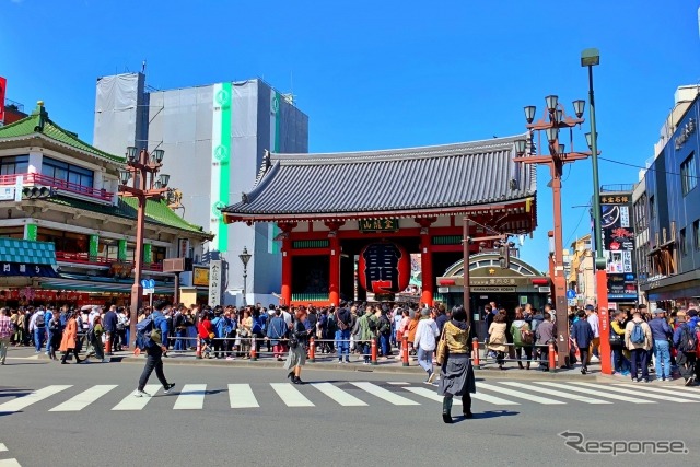 東京2020パラリンピックマラソンのコース、浅草雷門《写真提供 写真AC》