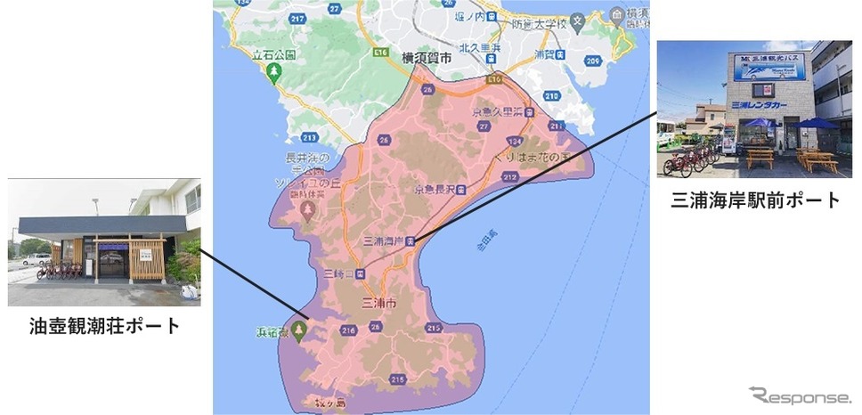 走行可能範囲(ピンク乗せ)。走行可能範囲から出た場合には自動的に電源が切れる。また、走行可能範囲に戻ると,再び電源が入る。《画像提供 京浜急行電鉄》