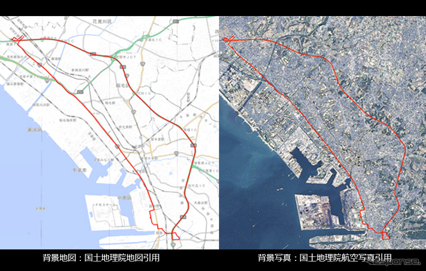 取材対象となった、千葉市内にある幕張本郷駅から千葉県総合スポーツセンターまで片道約10kmを往復するルート