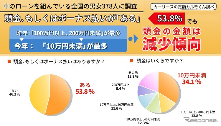 頭金やボーナス払いがあるは53.8%、頭金の金額は減少傾向《図版提供 ナイル》