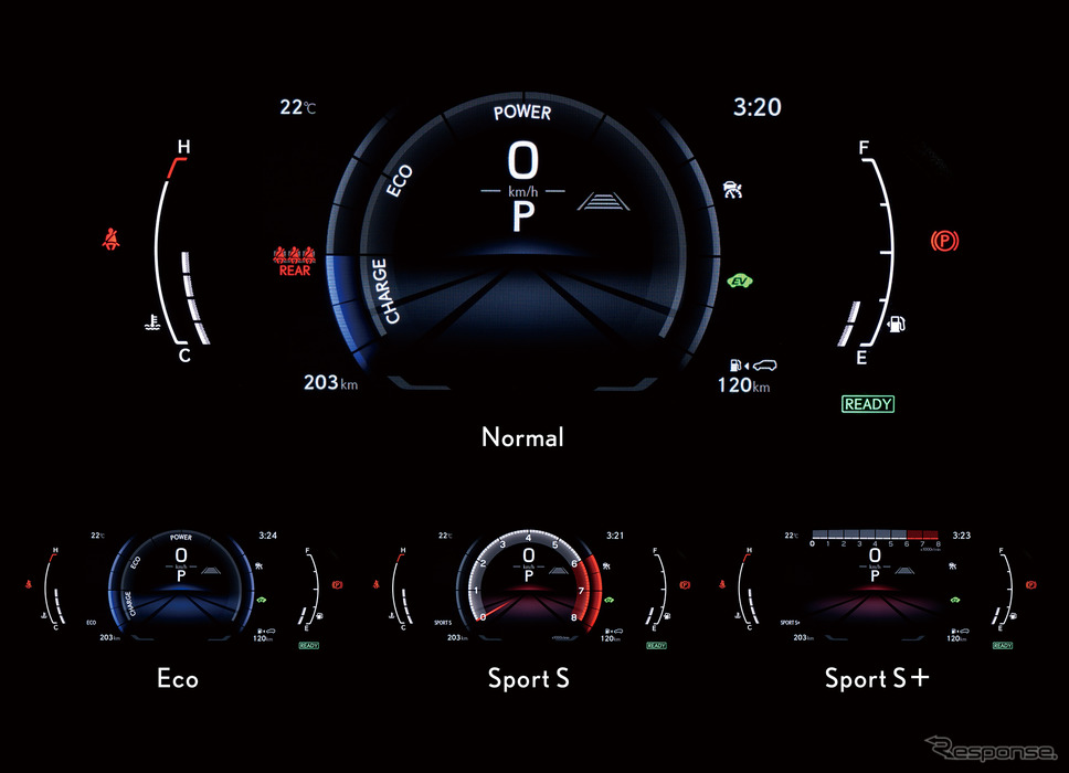 “F SPORT”専用TFT液晶式メーター(カラーヘッドアップディスプレイ装着車)《写真提供 トヨタ自動車》