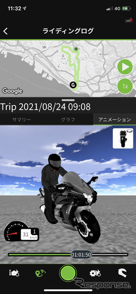 スマホアプリ「RIDEOLOGY THE APP MOTORCYCLE」(イメージ)《写真提供 カワサキモータース》