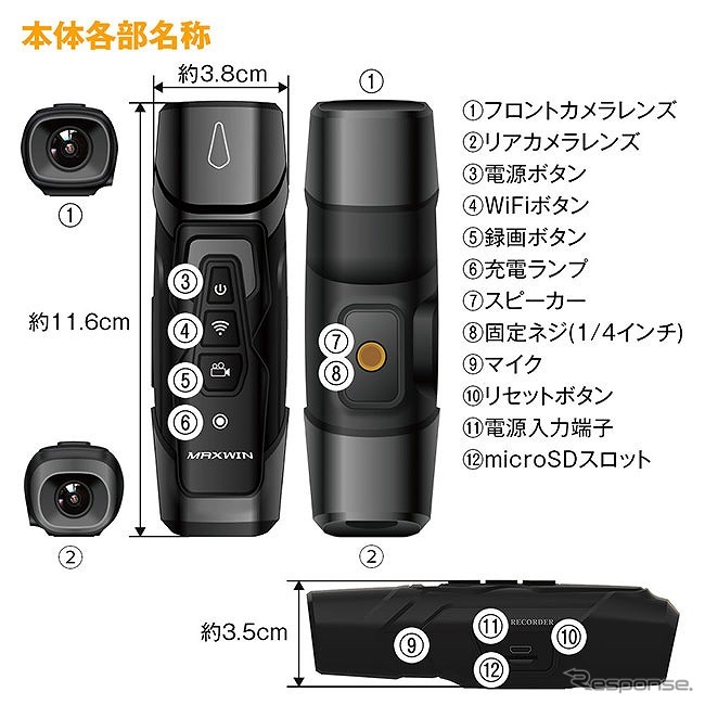 2カメラウエラブルドライブレコーダー「BDVR-A001」《写真提供 昌騰》