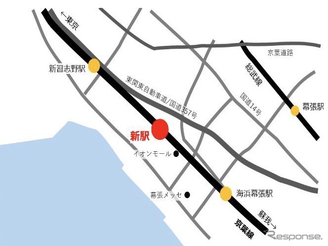 幕張豊砂駅の位置《画像提供 東日本旅客鉄道千葉支社》