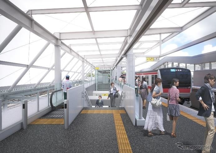 幕張豊砂駅の上りホームイメージ。構内は10両編成対応の2面2線となる。《画像提供 東日本旅客鉄道千葉支社》