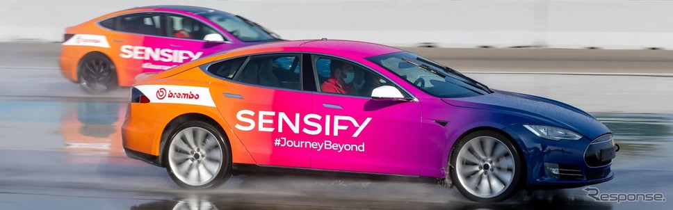 ブレンボの次世代ブレーキシステム「SENSIFY」を搭載したテスラ・モデルS ベースのプロトタイプ車《photo by Brembo》