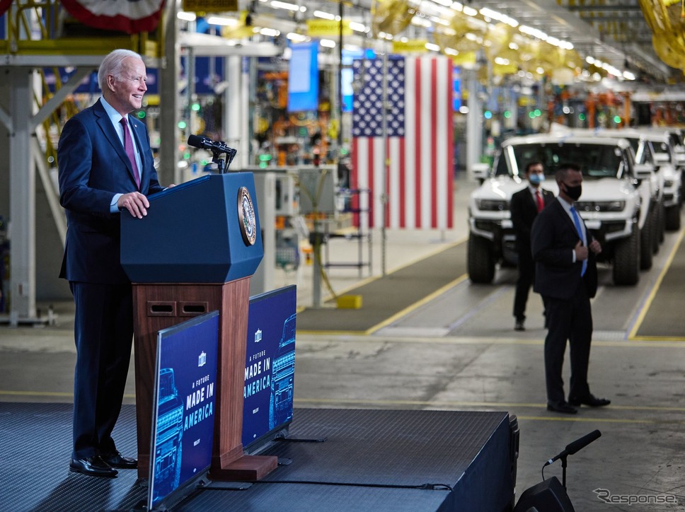 GMのEV専用工場「ファクトリー・ゼロ」の開所式に出席したバイデン大統領《photo by GM》