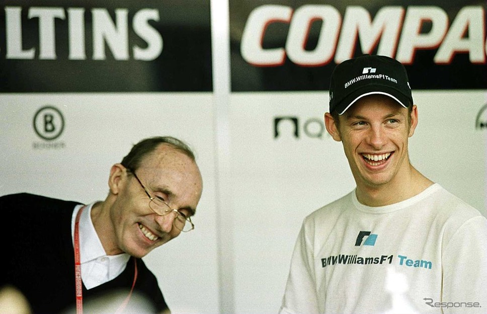 2000年、この年にウイリアムズからF1デビューしたジェンソン・バトンと。《Photo by Mark Thompson/ALLSPORT/ゲッティイメージズ》