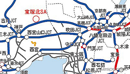 新名神高速道路 宝塚北SA（上下線）《写真提供 西日本高速道路》
