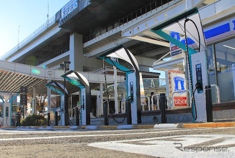 6台同時充電が可能なEV用急速充電器《写真提供 首都高速道路》