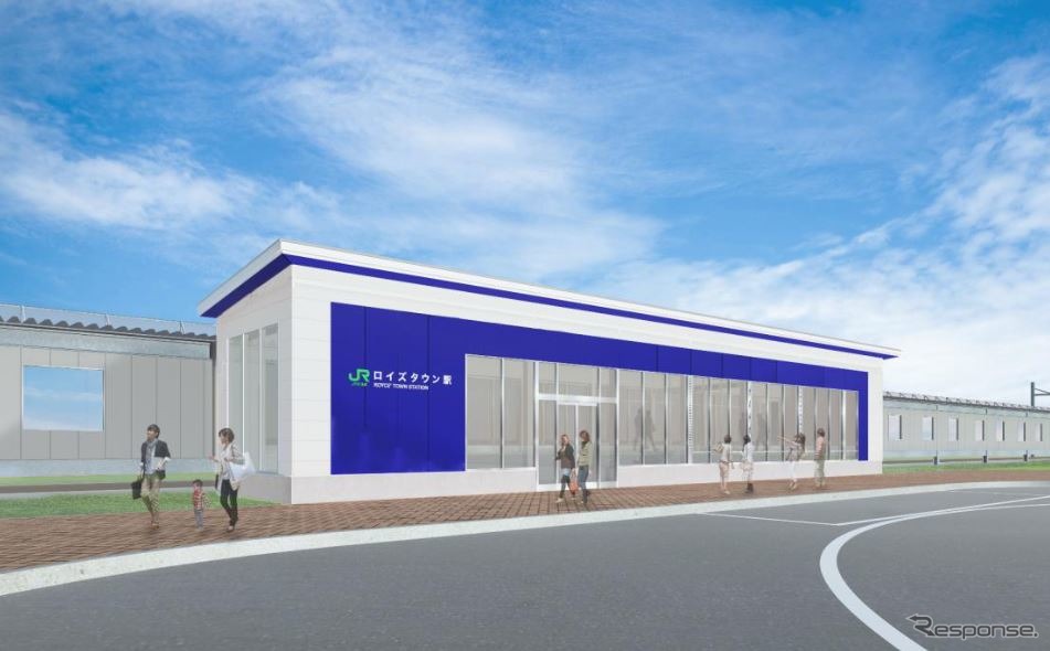 学園都市線の新駅・ロイズタウン駅の駅舎イメージ。JR北海道の在来線駅で企業名が冠されるのは千歳線のサッポロビール庭園駅に次いで2例目となる。《画像提供 北海道旅客鉄道》