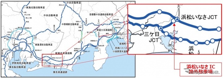 浜松いなさIC路外駐車場の位置《画像提供 NEXCO中日本》