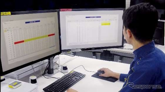車両モニタリング機能を活用しての車両データ監視の様子。検査周期拡大を裏付ける作業となっていた。《写真提供 東海旅客鉄道》