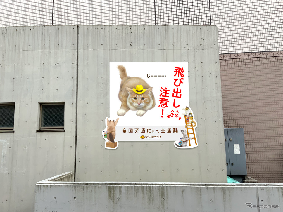 猫飛び出しサイン：渋谷教育学園渋谷中学高等学校《写真提供 イエローハット》