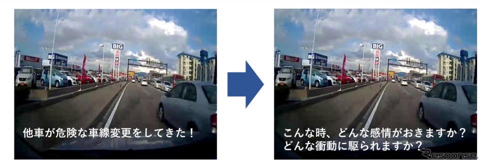ドラレコ映像を使って自身の運転を振り返って「気づき」を喚起《画像提供 NECファシリティーズ》