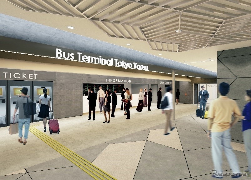 バスターミナル東京八重洲の案内・チケットカウンター（イメージ）《画像提供 三井不動産》