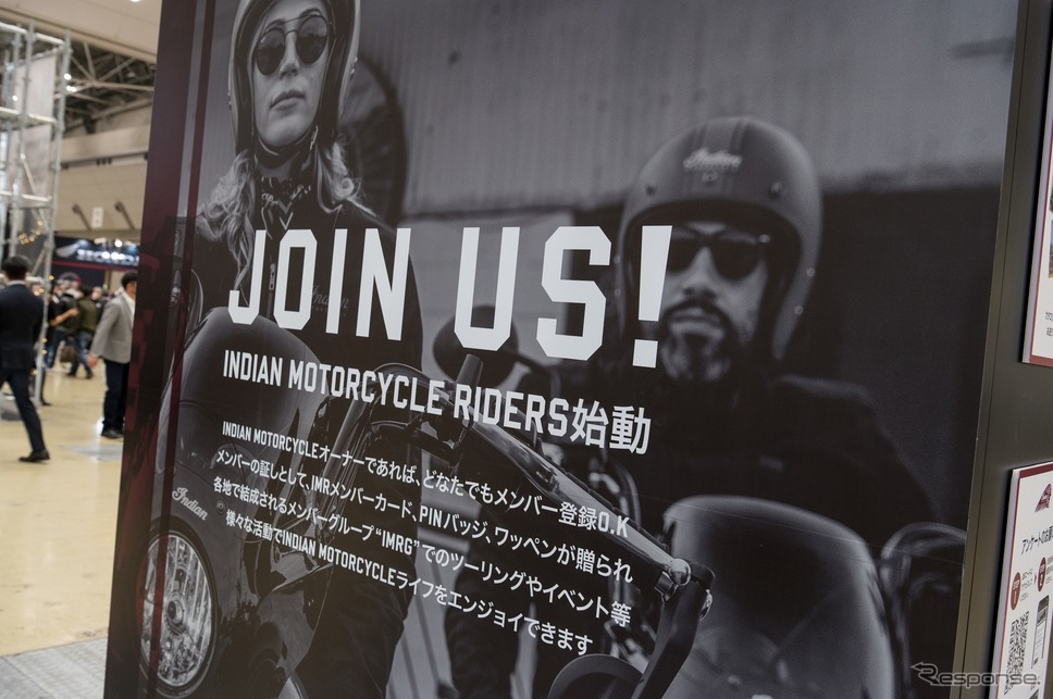 今年から「IMR(インディアンモーターサイクルライダース)」と呼ばれるオーナー同士のコミュニティを導入するという(東京モーターサイクルショー2022)《写真撮影 成瀬陽介》