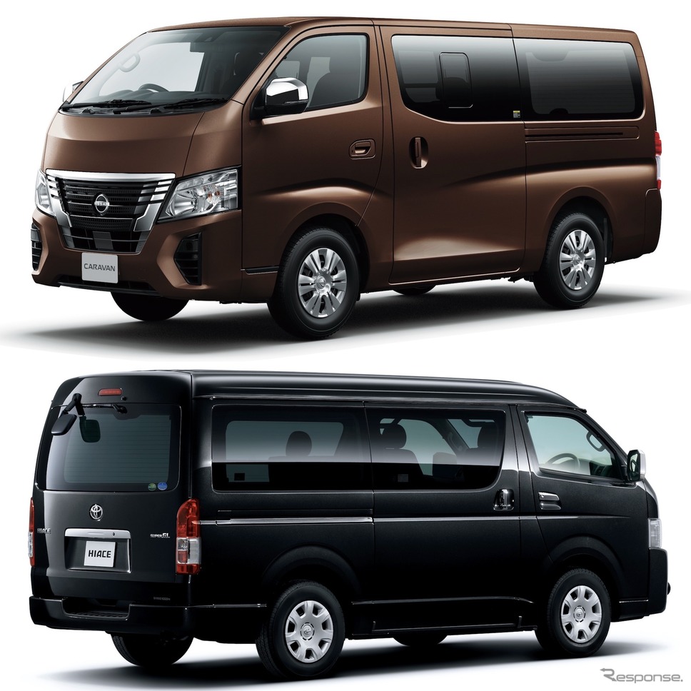ハイエース vs キャラバン《写真提供 日産自動車/トヨタ自動車》