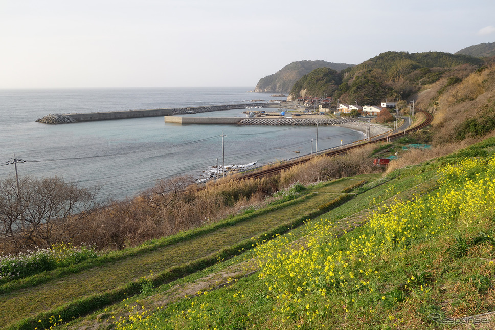山口・惣郷にて。線路は山陰本線。この付近には鉄道写真ファンの間で有名な惣郷川橋梁がある。《写真撮影 井元康一郎》