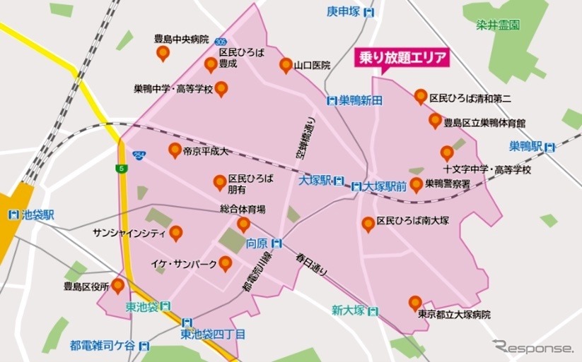 豊島区のサービス展開エリア《写真提供 WILLER》