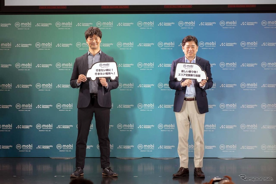 発表会に登壇したCommunity Mobility代表取締役社長の村瀬茂高氏(右)と、代表取締役副社長の松浦年晃氏《写真提供 WILLER》