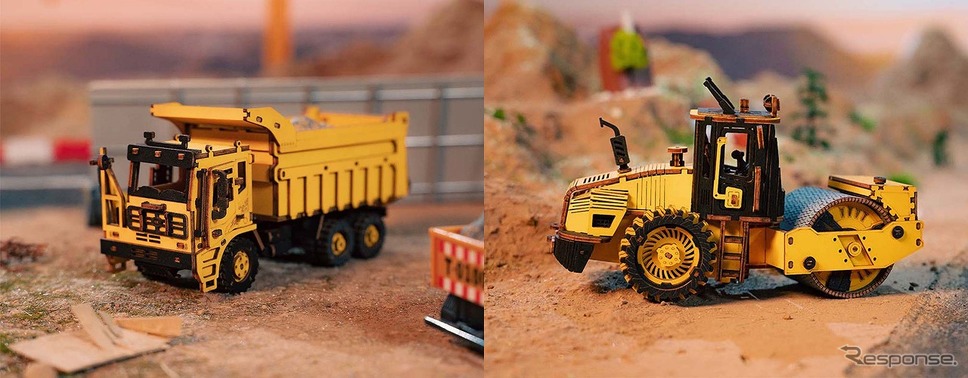 はたらく車3Dウッドパズル ダンプトラック&ロードローラー《写真提供 プラザクリエイト》