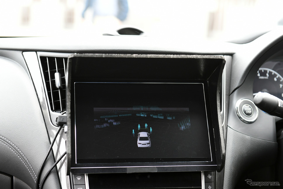 ProPILOT-コンセプトゼロ 試作車の車内ではLiDERの様子をモニターできた《写真撮影 中野英幸》