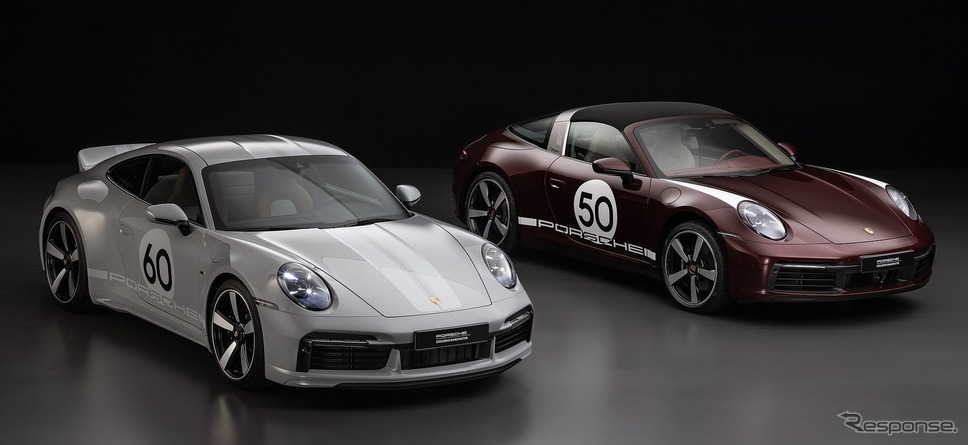 ポルシェ 911 スポーツクラシック 新型と 911 タルガ 4S ヘリテージデザインエディション（2020年）《photo by Porsche》