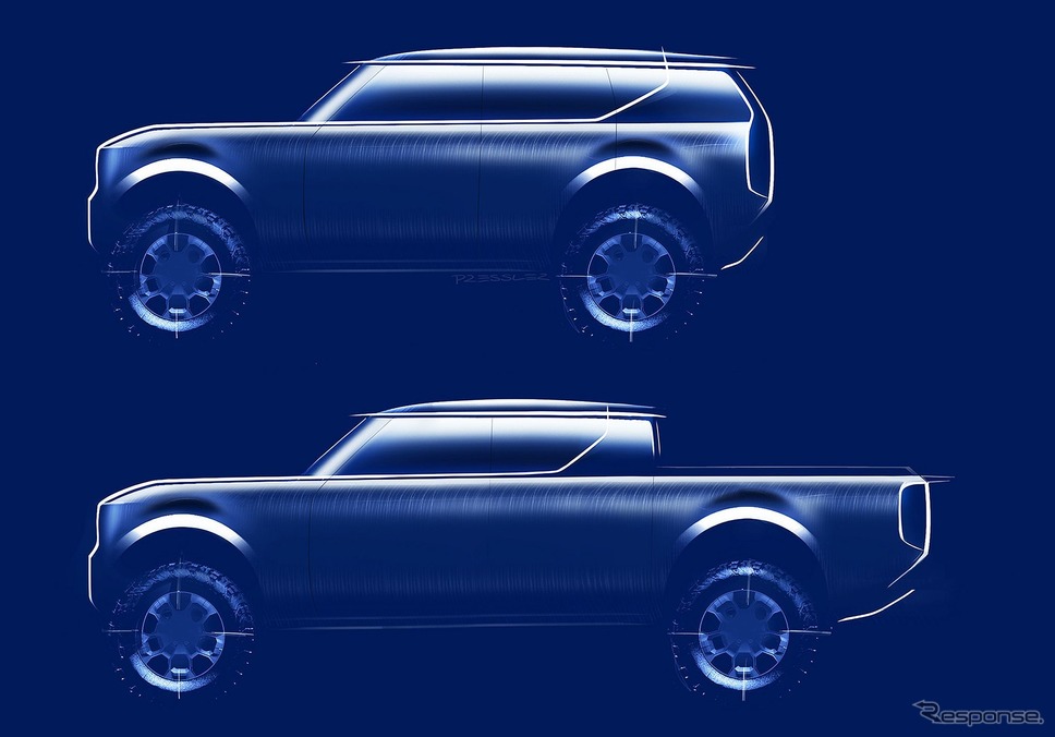 フォルクスワーゲングループが米国で復活させるオフロード車ブランド「スカウト」のEVのスケッチ《photo by VW》