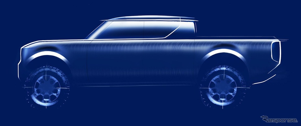 フォルクスワーゲングループが米国で復活させるオフロード車ブランド「スカウト」の電動ピックアップトラックのスケッチ《photo by VW》