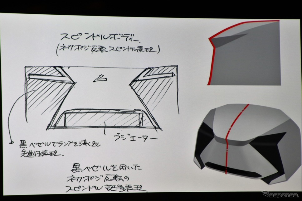 レクサス RZのスピンドルボディスケッチ《写真撮影 内田俊一》