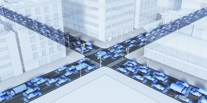 信号機を使った交通制御のイメージ《画像提供 NTT》