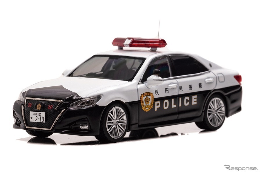 トヨタ クラウン アスリート（GRS214)）2019 秋田県警察高速道路交通警察隊車両（1/43スケールモデル）《写真提供 ヒコセブン》