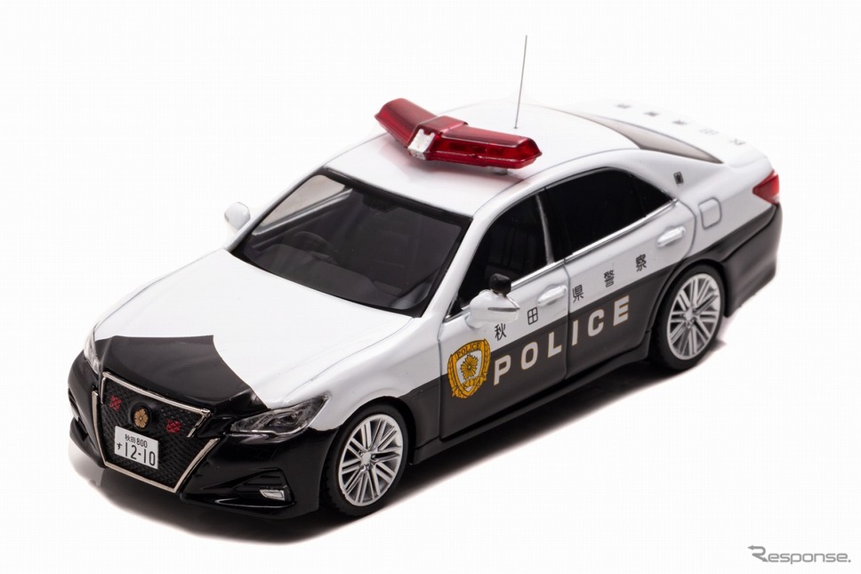 トヨタ クラウン アスリート（GRS214)）2019 秋田県警察高速道路交通警察隊車両（1/43スケールモデル）《写真提供 ヒコセブン》