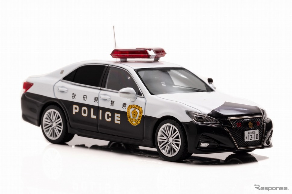 トヨタ クラウン アスリート（GRS214)）2019 秋田県警察高速道路交通警察隊車両（1/43スケールモデル）《写真提供 ヒコセブン》