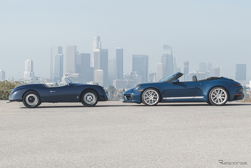 ポルシェ 356 アメリカ・ロードスター(左)と 911 カレラ GTS カブリオレ・アメリカ《photo by Porsche》