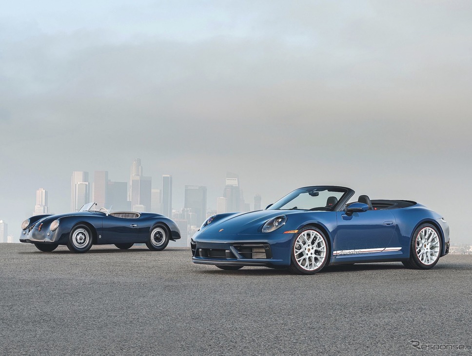 ポルシェ 356 アメリカ・ロードスター(左)と 911 カレラ GTS カブリオレ・アメリカ《photo by Porsche》