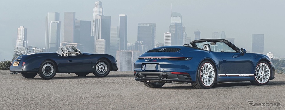ポルシェ 356 アメリカ・ロードスター(左)と 911 カレラ GTS カブリオレ・アメリカ《photo by Porsche》