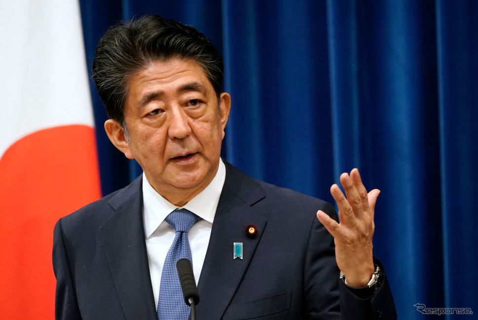 首相退任記者会見での安倍氏(2020年8月)《Photo by Franck Robichon - Pool/Getty Images News/ゲッティイメージズ》