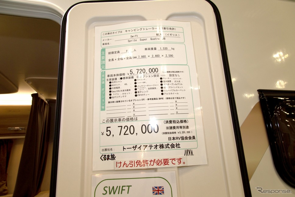 トーザイアテオあつかいSwift Sprite Super Quattro DB(東京キャンピングカーショー2022)《写真撮影 二城利月》