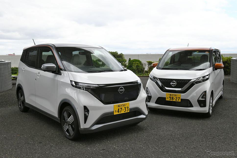 日産 サクラ(左)とデイズ(右)《写真撮影 中野英幸》