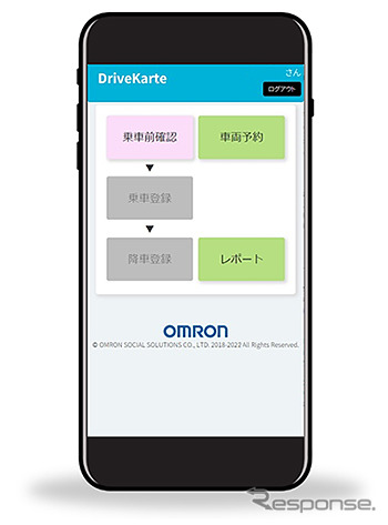 アルコールチェック結果記録サービス「ドライブカルテA」操作画面《画像提供 オムロン》