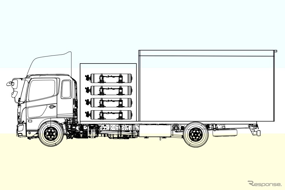 水素エンジン搭載重量車のレイアウトおよびシステム構成《画像提供 東京都市大学》