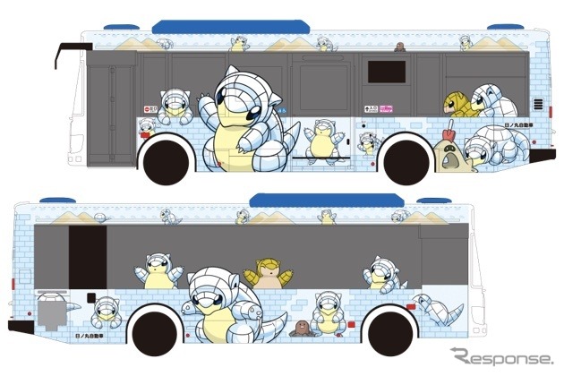 「アローラサンド」が描かれた日ノ丸自動車の車両 (c) 2022 Niantic, Inc. (c) 2022 Pokemon. (c) 1995-2022 Nintendo / Creatures Inc. / GAME FREAK inc. ポケモン・Pokemonは任天堂・クリーチャーズ・ゲームフリークの登録商標です。《写真提供 鳥取県》